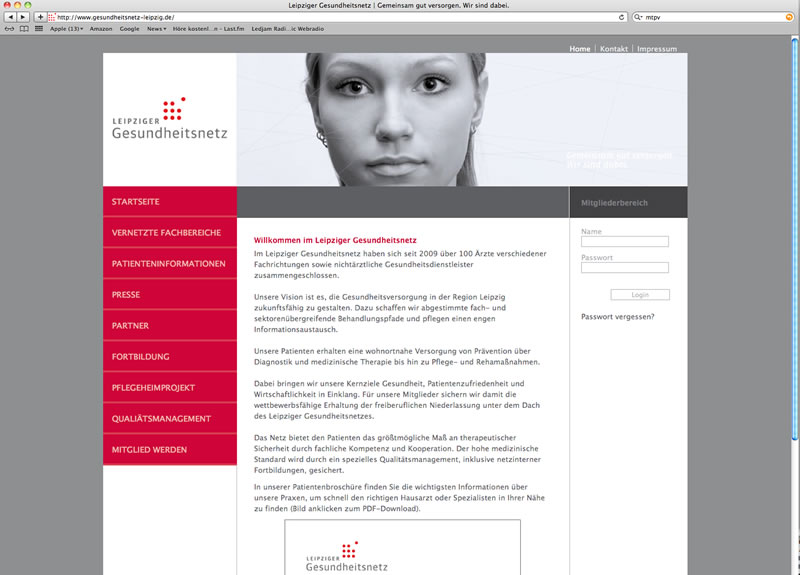 Webseite des Gesundheitsnetzes Leipzig